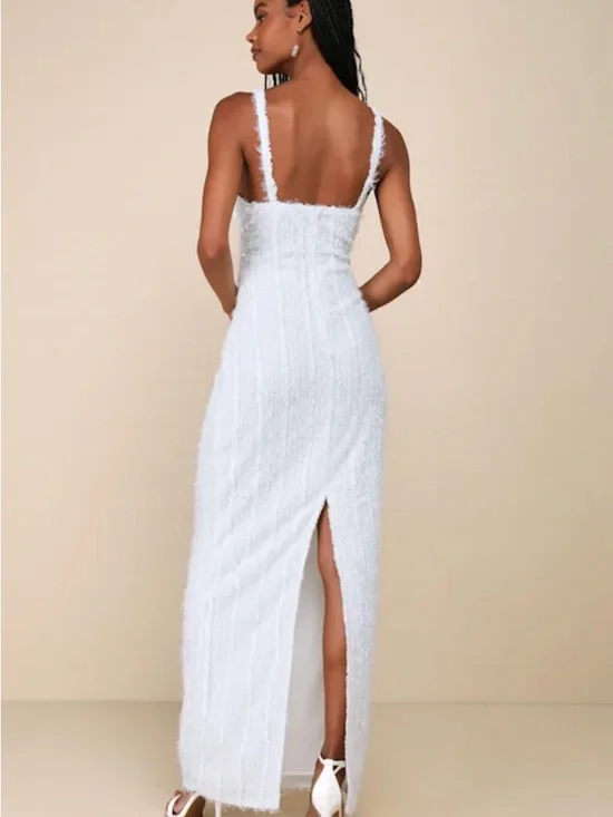 Lulu's White Textured Sleeveless Maxi Dress - Picture 3 of 4